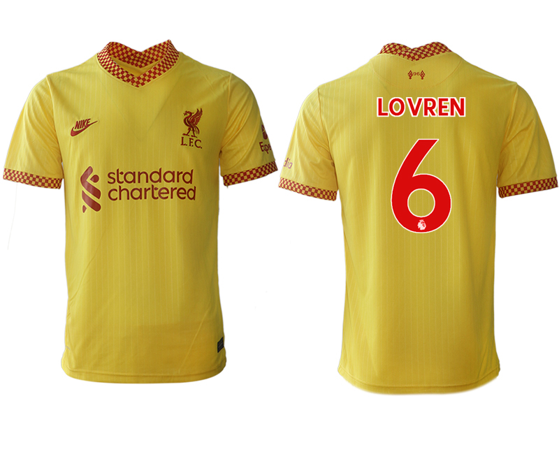 Men 2021-2022 Club Liverpool Second away aaa version yellow #6 Soccer Jersey->liverpool jersey->Soccer Club Jersey
